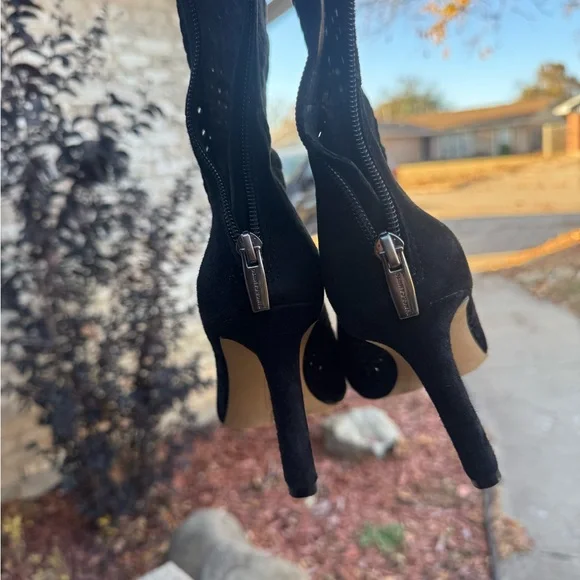 Vince Camuto Black Woven Heeled Boots - Picture 3 of 4